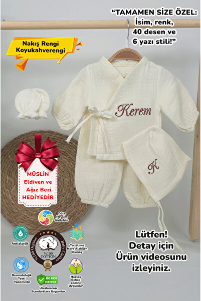 gros shop Yeni Doğan Müslin 3'li Kimono Bağcıklı Tulum %100 Pamuk Organik (Ki...