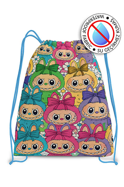 Molie Renkli Suratlar Su Geçirmez Kız Çocuk İpli Sırt - Plaj Çantası
