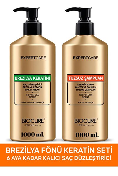 Biocure Kalıcı Saç Düzleştirici Brezilya Keratin Saç Bakımı Set Tuzsuz Arındı...