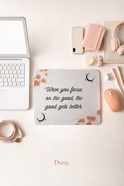 Duxy Motto Yazılı Mouse Pad, 23x19 cm, Kaymaz Taban, Ev, Ofis ve Oyun için Ra...