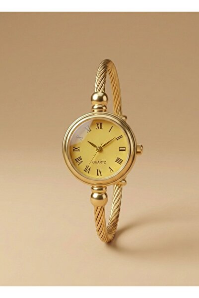 KLISHE Butik Roma Women's Steel Watch Gold Color Roman Numerals, Vintage Styl...