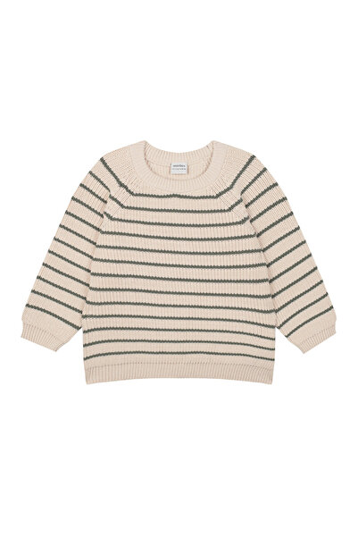 Antebies Green Cream Striped Knitwear Boys' Sweater