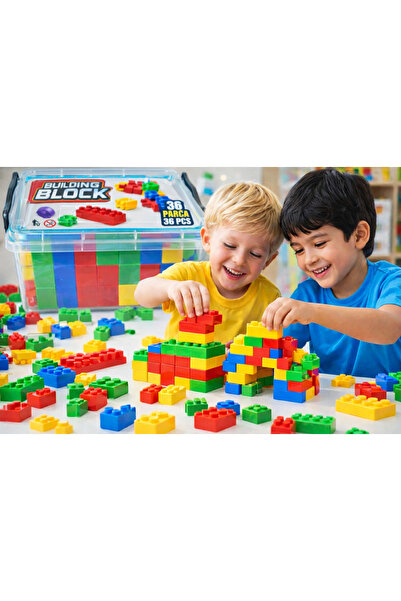 W-Design مجموعة مكونة من 36 قطعة من مكعبات البناء مع حاوية تخزين