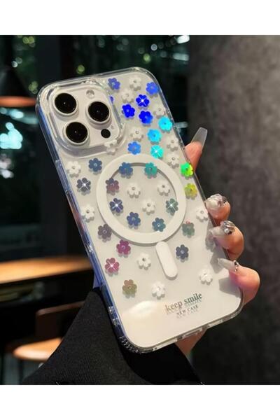 KILIF HOUSE Iphone Uyumlu Sert Şeffaf Hologramlı Magsafe Destekli Kılıf