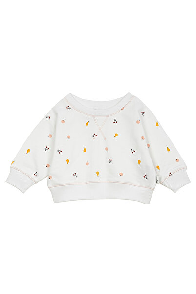 Antebies Organik Beyaz Kız Bebek Sweatshirt