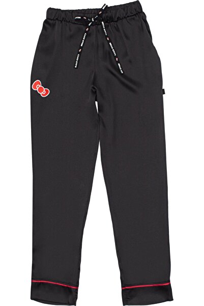 Hello Kitty Lisanslı Düğmeli Uzun Kol Saten Pijama Takımı