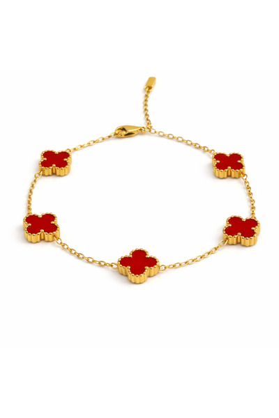 NO BRAND Brățară Zallmorra – „Trifoi Roșu” cu Trifoi Roșu MINI