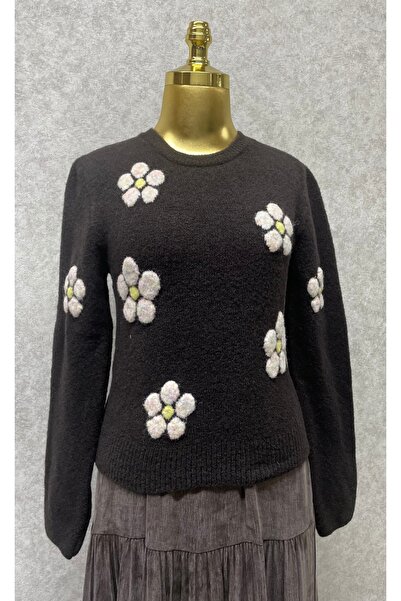 ayriss Çiçek Desenli Soft Dokulu Kazak Şık ve Zarif