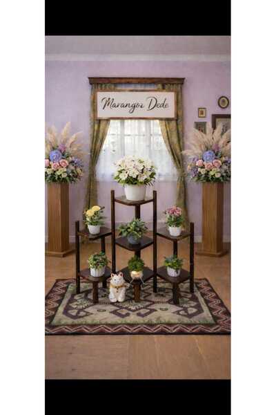 KOVANCI MARANGOZ DEDE DEKORATİF AHŞAP SAKSILIK SAKSI STANDI DÜZENLEYİCİ