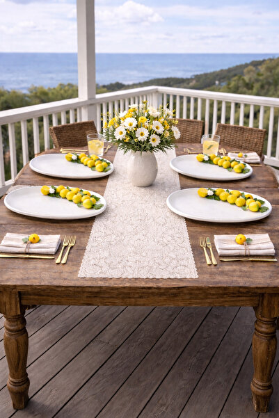 Marrone Seramik Servis Tabağı 4'lü Yapay Limonlu Set 23*13 cm