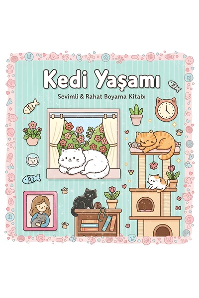M&H Coloring Kedi Yaşamı - 21x21 cm Boyama Kitabı, Çocuk ve Yetişkinler için