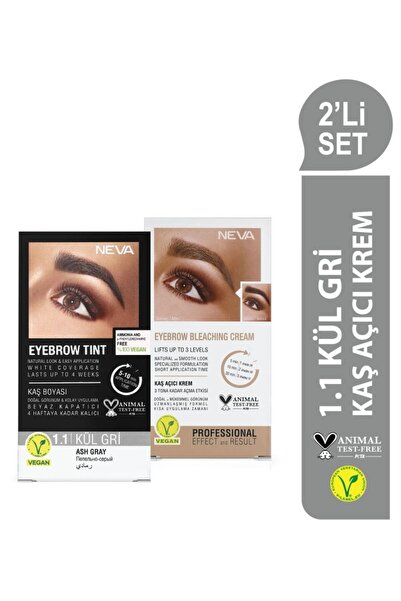 Neva 2'Lİ SET Kaş Boyası 1.1 KÜL GRİ + Kaş Açıcı Krem (vegan)