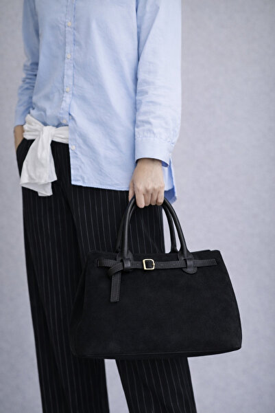 mèche atelier since 2024 Nely Kadın Süet Omuz Çantası Siyah