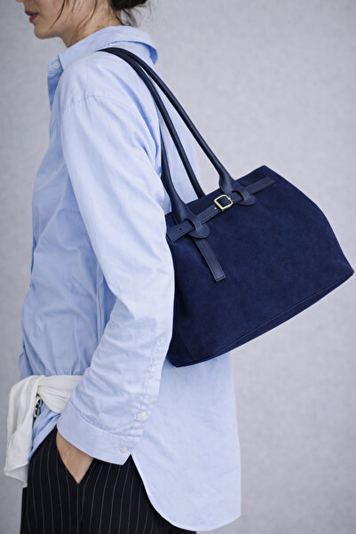 mèche atelier since 2024 Nely Kadın Süet Omuz Çantası Lacivert