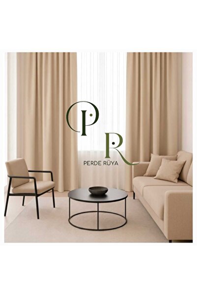Perde Rüya Kum Beji Karartma Blackout Fon Perde Tek Kanat