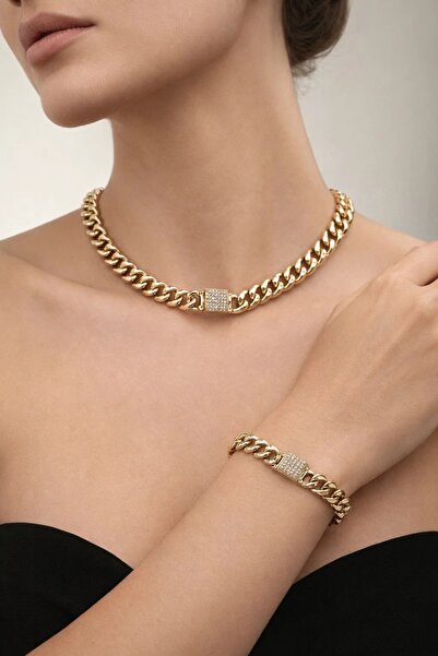 FA LORA TAKI Xuping Altın Kaplama Özel Seri Kutu Kilit Zirkon Taşlı Gurmet Set