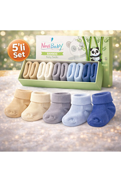 Novibaby 5'li Bambu Yenidoğan Bebek Çorap I Winter Boy I Kız Erkek Bebek Çorabı