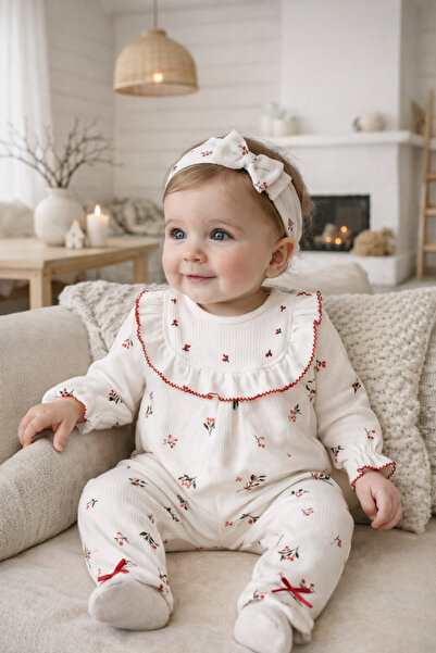 limebabies Baby Girl Kokina Embroidered 100% Cotton Hat Jumpsuit Set