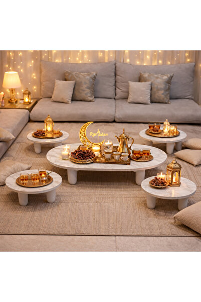 terndat Oval floor table set with 4 serving pieces