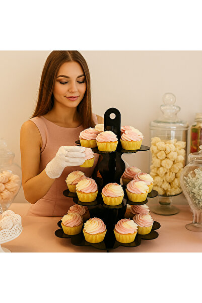 OEM Cupcake stand, candy bar – 3 tiers, glossy black plexiglass, candy bar, r...