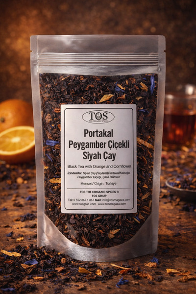 TOS The Organic Spices Portakal ve Peygamber Çiçekli Siyah Çay 40 gr (1. Kali...