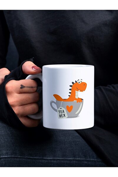 Eylül Design كوب تي ريكس مكتوب عليه ديناصور ممتع بتصميم خاص مطبوع، كوب هدية ل...