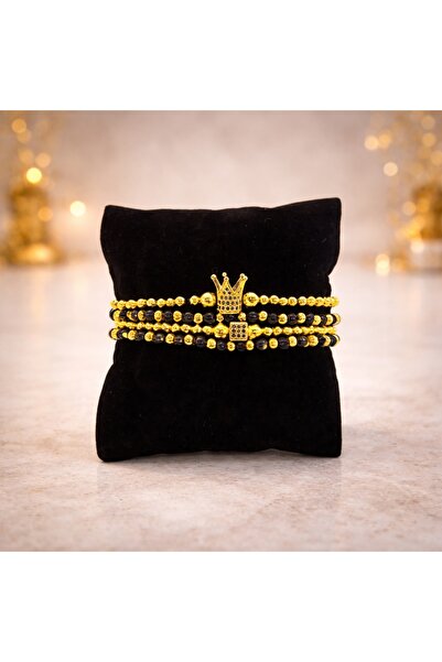 velve Set Royal, patru bratari unisex, cu bile din inox, si cristale de zirco...