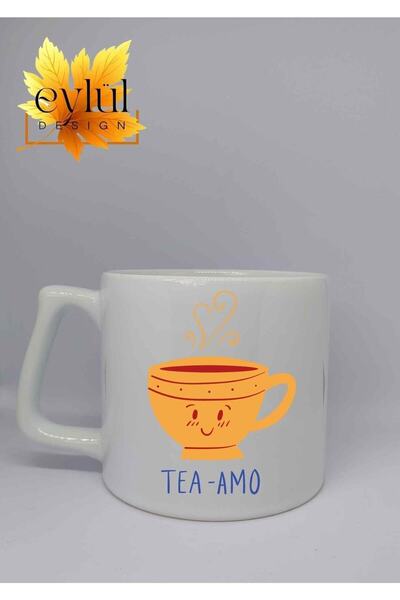 Eylül Design Tea-amo Written Tea Themed Special Design Printed Luxury Ceramic...