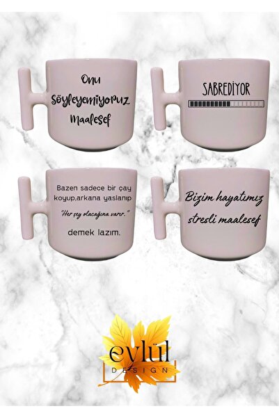 4 pcs Custom Design Printed Cream Fun Printed Humorous T Mug Latte Glasses - 4 PCS