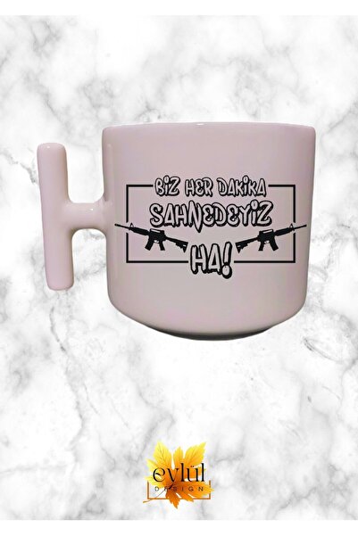 Eylül Design We Are Here Every Minute Written Fun Cream Color T-Handle Specia...