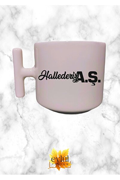 Eylül Design Halederiz A.S. Written Fun Cream Color T-Handle Special Design P...