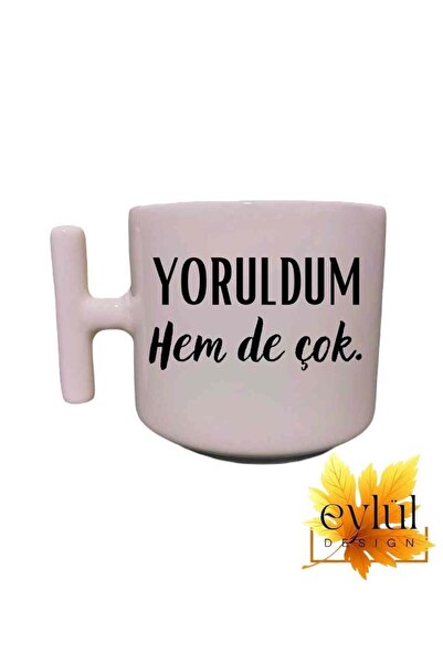 Eylül Design كوب لاتيه I'm Tired And So كريمي اللون ومضحك وروح الدعابة مصمم خ...