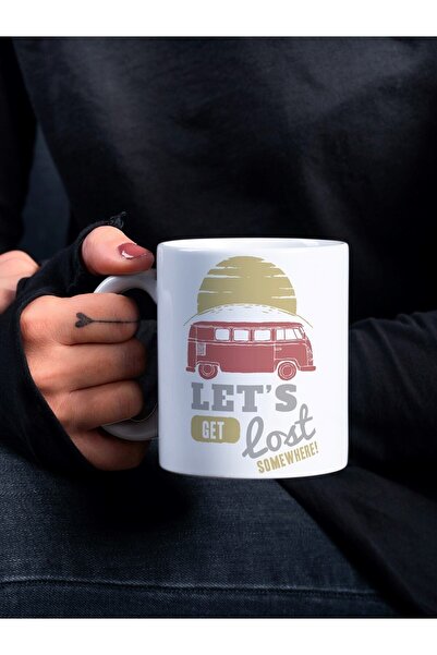 Eylül Design كوب مطبوع بتصميم خاص بتصميم تحفيزي مكتوب من Let's Get Lost Somew...
