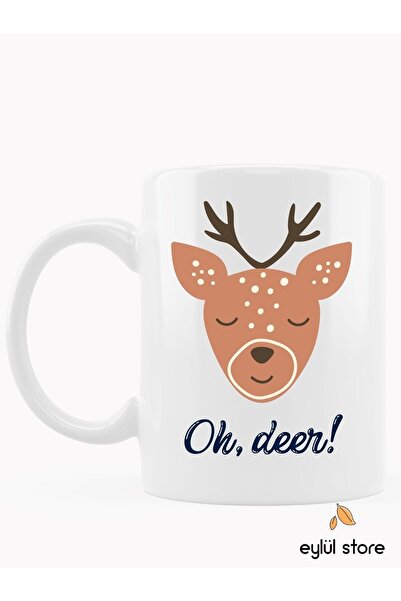 Eylül Design كوب هدية مطبوع عليه تصميم خاص مطبوع عليه الغزلان مكتوب عليه Oh D...