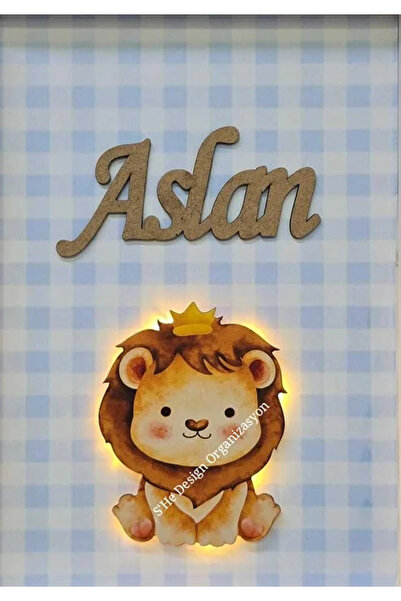 s'he design organizasyon LEDLİ AHŞAP OBJELİ KAPI SÜSÜ /ERKEK BEBEK İSMİNE ÖZE...