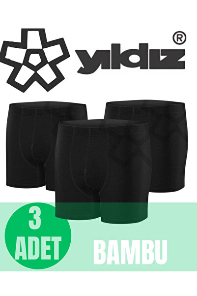 murays Yıldız erkek 3 lü organik bambu pamuklu kemer boxer