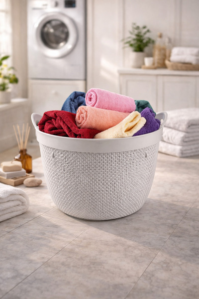 Melkan Home Στρογγυλό καλάθι ρούχων 30 λίτρων με σχέδιο σταγόνας Καλάθι πολλα...