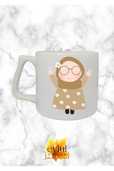 Eylül Design Girl with Hijab Themed Special Design Printed Luxury Ceramic Mug...