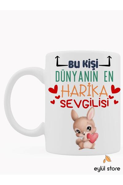 Eylül Design Lover Themed Fun Special Design Printed Mug Cup Coffee Cup - Val...