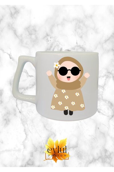 Eylül Design Girl with Hijab Themed Special Design Printed Luxury Ceramic Mug...