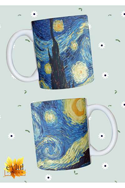 Eylül Design Van Gogh Themed Special Design Double Sided Printed Mug Cup - Te...