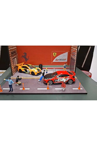 BekTek 1:64 Diorama Garaj Sahnesi MDF Minyatür Otopark – 16x9x9 cm – Demonte
