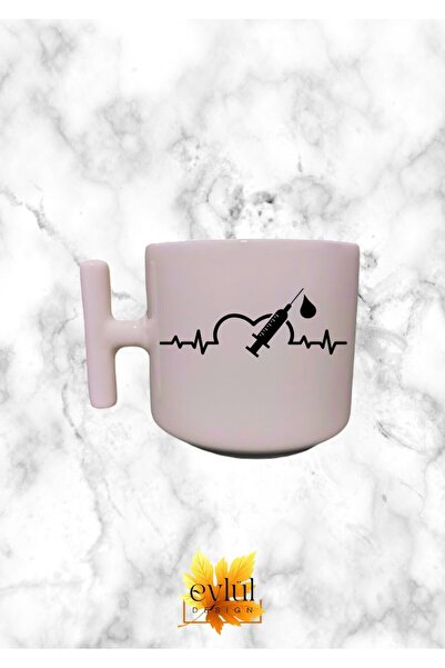 Eylül Design كوب لاتيه مصنوع من الزجاج ذو لون كريمي ومقبض على شكل حرف T للطبي...