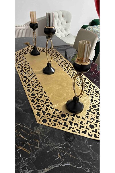 NURHAN HOME COLLECTION Selçuklu Modeli Gold Renk Masa Örtüsü Runner