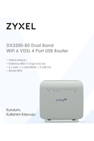 Türk Telekom ZYXEL FİBER GÜÇLÜ PREMİUM MODEM DX3200 WİFİ 6 VDSL/ADSL/FİBER UY...