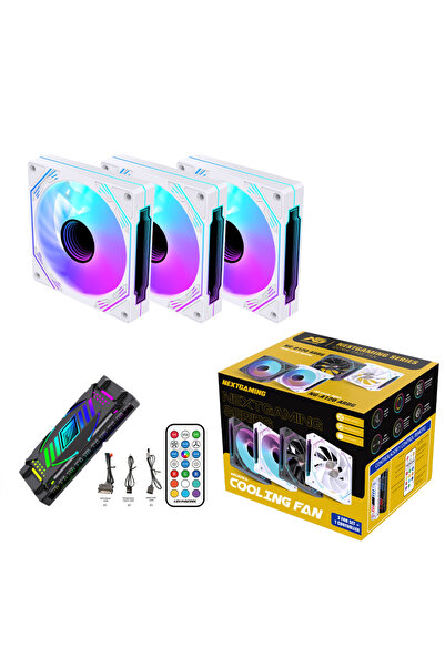 Next Gaming NG-A120W 3'lü Set 120mm ARGB PWM Kasa Fanı ve Kumandalı Kontrolcü...