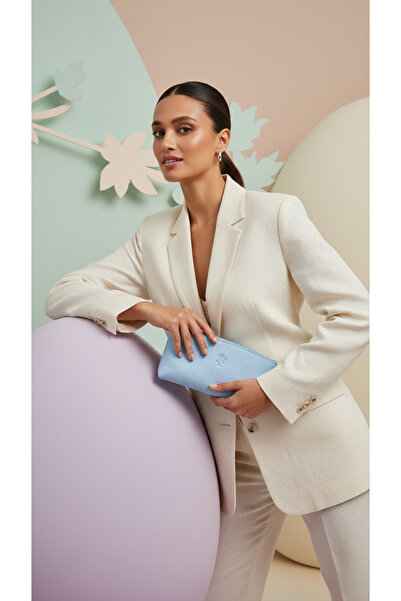 Sergio Ferrari Kadın Makyaj Çantası Deri Fermuarlı Seyahat Çantası