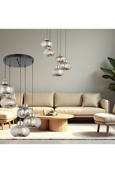 LampaLuce Grasso Modern Sıralı Sarkıt Avize 5'li Füme