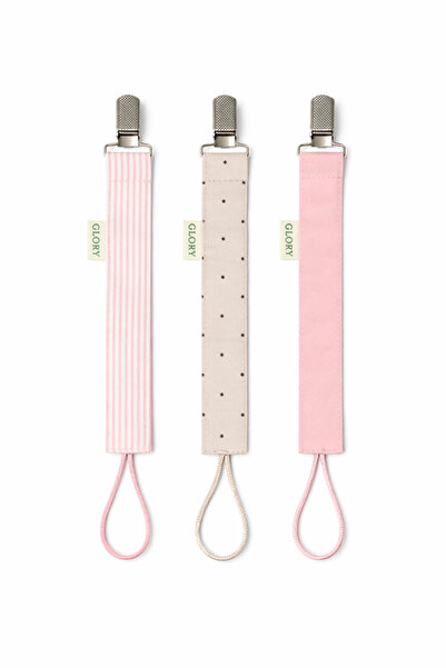 GLORY BABY Emzik Askısı - Emzik Zinciri - Emzik Tutacağı - 3'lü Set - Pembe Ç...