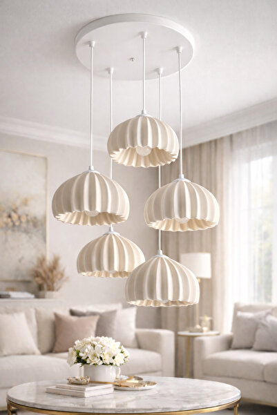 DREAM MODE Solis Modern 5’li Sarkıt Avize Salon ve Mutfak Aydınlatması Şık Bo...